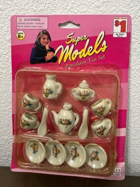 Super Models Porcelain Tea Set - Pink/White Floral Miniature